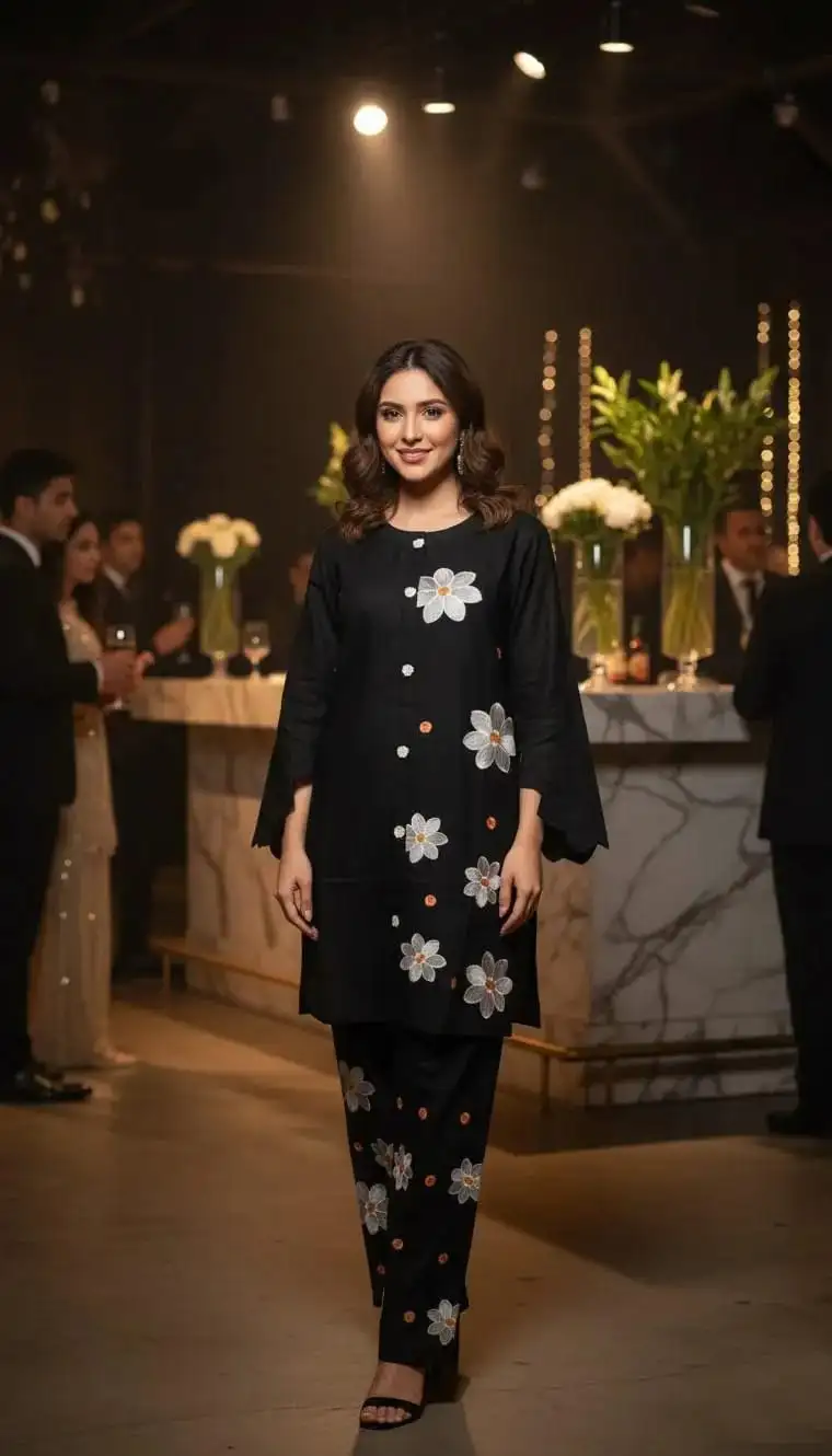 Winter Trending Collection Royal 2 Pcs Stitched Cotton Embroidered Dress For Women VV963