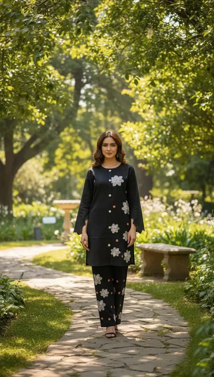 Winter Trending Collection Royal 2 Pcs Stitched Cotton Embroidered Dress For Women VV963