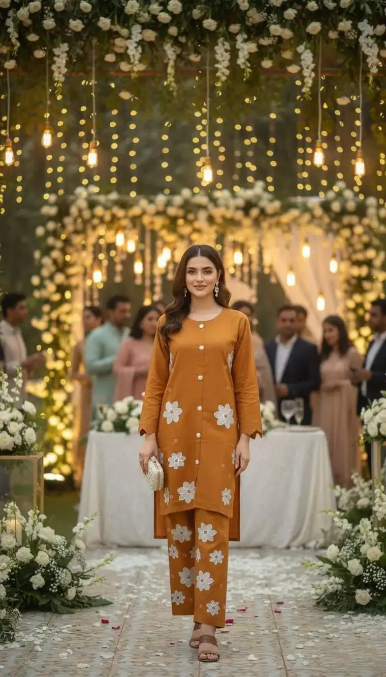 Winter Trending Collection Royal 2 Pcs Stitched Cotton Embroidered Dress For Women VV964