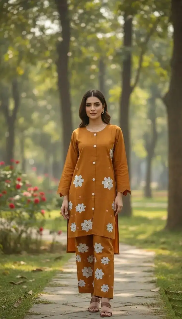 Winter Trending Collection Royal 2 Pcs Stitched Cotton Embroidered Dress For Women VV964