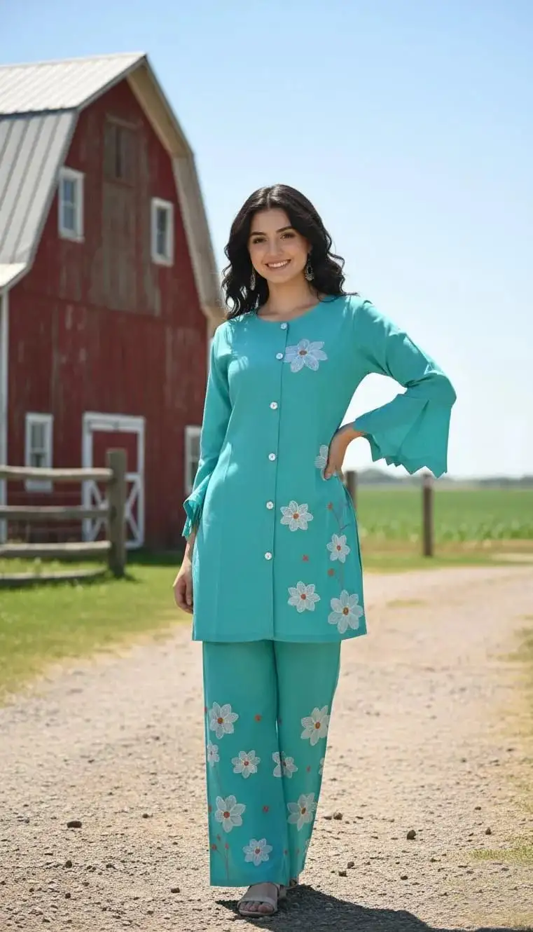 Winter Trending Collection Royal 2 Pcs Stitched Cotton Embroidered Dress For Women VV965