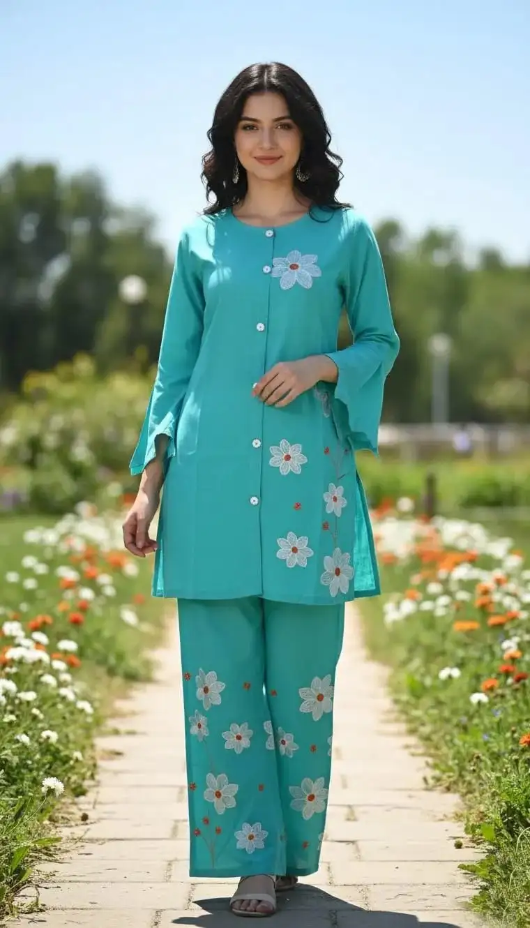 Winter Trending Collection Royal 2 Pcs Stitched Cotton Embroidered Dress For Women VV965