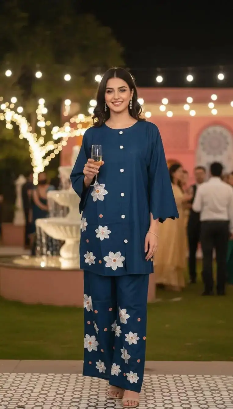 Winter Trending Collection Royal 2 Pcs Stitched Cotton Embroidered Dress For Women VV966