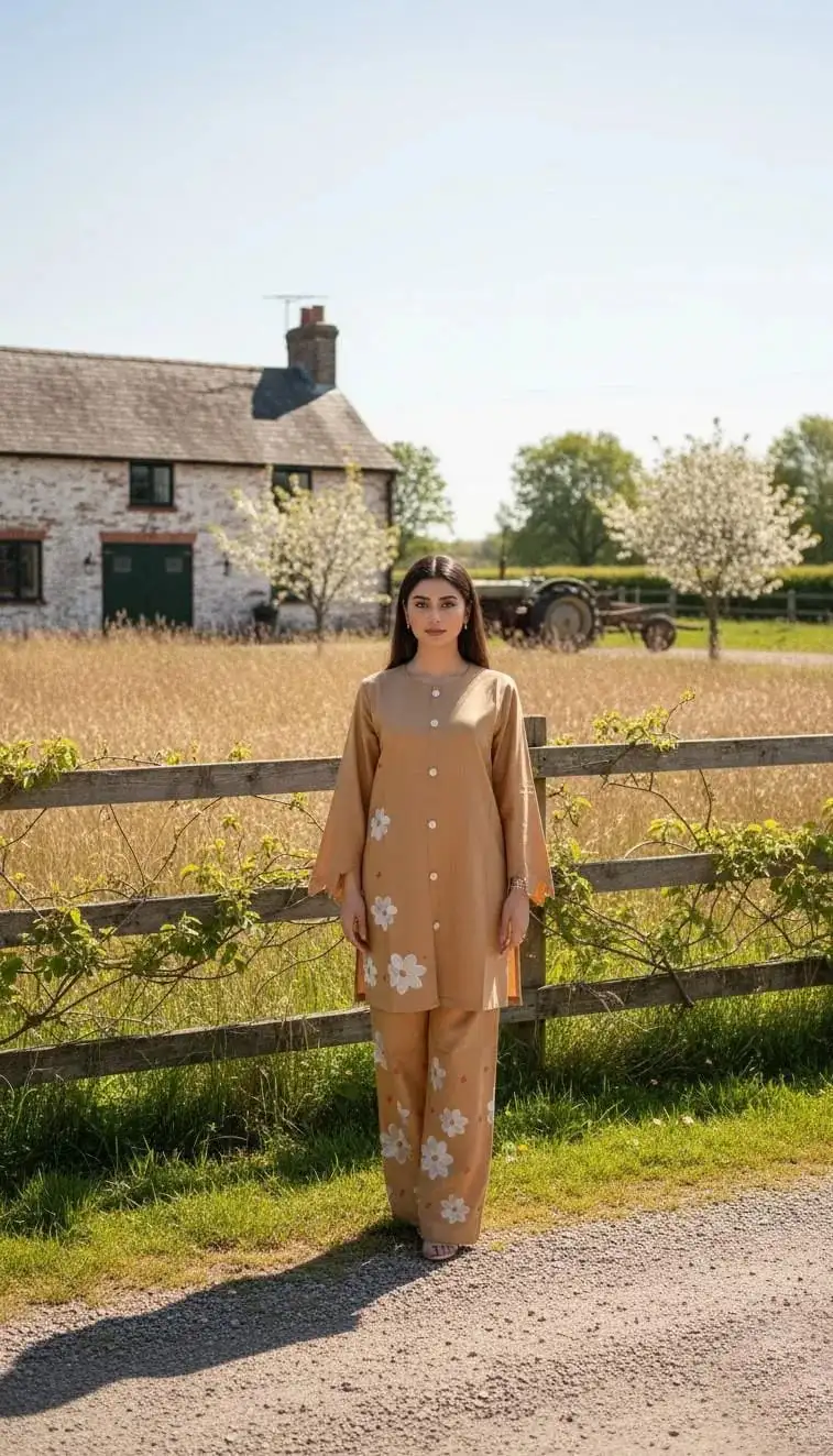 Winter Trending Collection Royal 2 Pcs Stitched Cotton Embroidered Dress For Women VV967