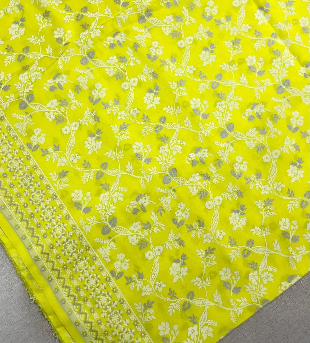 Yellow Floral Printed Lawn 2 Pcs Suit for Women