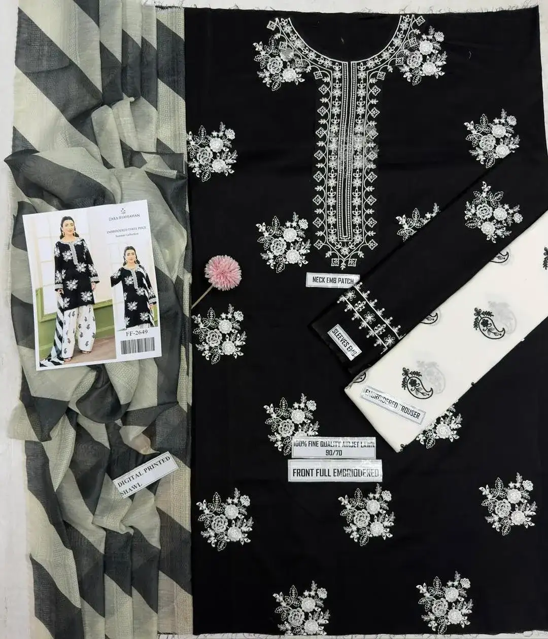 Zara Shahjahan 3 Pcs Unstitched Embroidered Suit